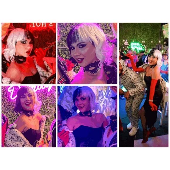 🖤🤍 6PCS Halloween Bundle Cruella Cosplay Costume Party 1920s Accessories Set - Picture 10 of 16